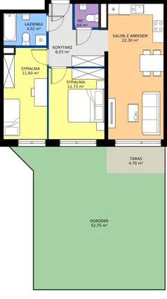 3 pokoje, mieszkanie 59,32 m², parter, oferta nr M.66, Rezydencja Świerkowa etap II, Radom, Idalin, ul. Świerkowa