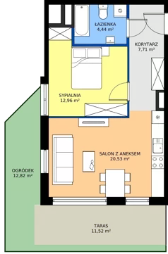 2 pokoje, mieszkanie 45,64 m², parter, oferta nr M.5, Rezydencja Świerkowa etap II, Radom, Idalin, ul. Świerkowa