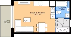 1 pokój, mieszkanie 29,65 m², piętro 4, oferta nr M.104, Rezydencja Świerkowa etap II, Radom, Idalin, ul. Świerkowa