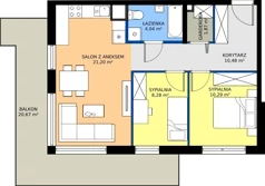 3 pokoje, mieszkanie 56,16 m², piętro 2, oferta nr M.83, Rezydencja Świerkowa etap II, Radom, Idalin, ul. Świerkowa