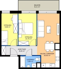 3 pokoje, mieszkanie 51,27 m², piętro 6, oferta nr M.127, Rezydencja Świerkowa etap II, Radom, Idalin, ul. Świerkowa