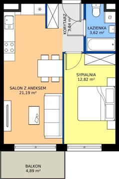 2 pokoje, mieszkanie 41,47 m², piętro 4, oferta nr M.33, Rezydencja Świerkowa etap II, Radom, Idalin, ul. Świerkowa
