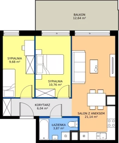 3 pokoje, mieszkanie 51,49 m², piętro 2, oferta nr M.87, Rezydencja Świerkowa etap II, Radom, Idalin, ul. Świerkowa
