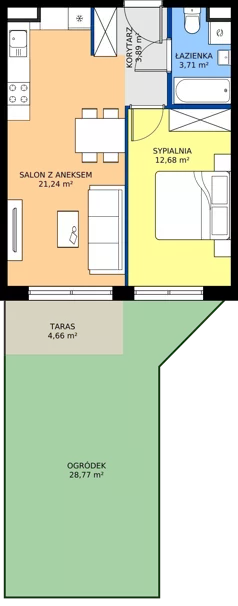 2 pokoje, mieszkanie 41,52 m², parter, oferta nr M.6, Rezydencja Świerkowa etap II, Radom, Idalin, ul. Świerkowa