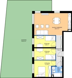 4 pokoje, mieszkanie 68,86 m², parter, oferta nr M8, Massalskiego Trust etap II, Kielce, Ślichowice, ul. Massalskiego
