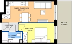 2 pokoje, mieszkanie 35,43 m², piętro 1, oferta nr M25, Massalskiego Trust etap II, Kielce, Ślichowice, ul. Massalskiego