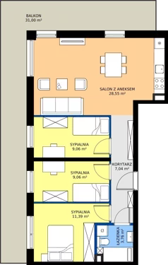 4 pokoje, mieszkanie 68,86 m², piętro 2, oferta nr M35, Massalskiego Trust etap II, Kielce, Ślichowice, ul. Massalskiego