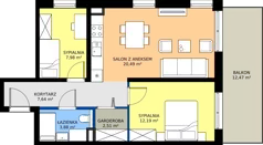3 pokoje, mieszkanie 54,69 m², piętro 2, oferta nr M36, Massalskiego Trust etap II, Kielce, Ślichowice, ul. Massalskiego
