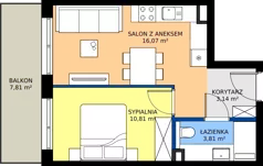 2 pokoje, mieszkanie 33,83 m², piętro 2, oferta nr M34, Massalskiego Trust etap II, Kielce, Ślichowice, ul. Massalskiego