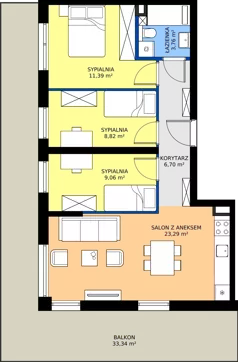 4 pokoje, mieszkanie 63,02 m², piętro 1, oferta nr M15, Massalskiego Trust etap II, Kielce, Ślichowice, ul. Massalskiego