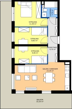 4 pokoje, mieszkanie 63,02 m², piętro 2, oferta nr M29, Massalskiego Trust etap II, Kielce, Ślichowice, ul. Massalskiego