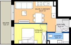 2 pokoje, mieszkanie 33,83 m², piętro 1, oferta nr M20, Massalskiego Trust etap II, Kielce, Ślichowice, ul. Massalskiego