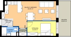 2 pokoje, mieszkanie 44,59 m², piętro 1, oferta nr M23, Massalskiego Trust etap II, Kielce, Ślichowice, ul. Massalskiego