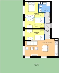 4 pokoje, mieszkanie 62,70 m², parter, oferta nr M2, Massalskiego Trust etap II, Kielce, Ślichowice, ul. Massalskiego
