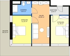 3 pokoje, apartament inwestycyjny 48,83 m², piętro 3, oferta nr 3.A17, Linea Mare Pobierowo, Pobierowo, ul. Karola Borka 6