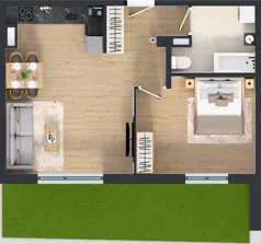 2 pokoje, mieszkanie 45,58 m², parter, oferta nr 2, Osiedle Janowiecka 27, Warszawa, Targówek, Elsnerów, ul. Janowiecka 27