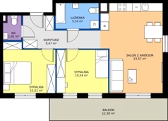 3 pokoje, mieszkanie 62,10 m², piętro 1, oferta nr 36, Osiedle Janowiecka 27, Warszawa, Targówek, Elsnerów, ul. Janowiecka 27