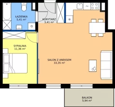 2 pokoje, mieszkanie 53,53 m², piętro 1, oferta nr 11, Osiedle Janowiecka 27, Warszawa, Targówek, Elsnerów, ul. Janowiecka 27