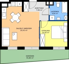 2 pokoje, mieszkanie 42,63 m², parter, oferta nr 51, Osiedle Janowiecka 27, Warszawa, Targówek, Elsnerów, ul. Janowiecka 27