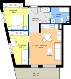 3 pokoje, mieszkanie 55,83 m², piętro 1, oferta nr 56, Osiedle Janowiecka 27, Warszawa, Targówek, Elsnerów, ul. Janowiecka 27