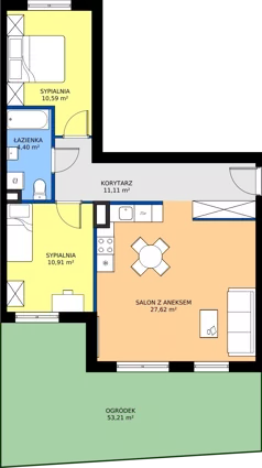 3 pokoje, mieszkanie 64,63 m², parter, oferta nr 34, Osiedle Janowiecka 27, Warszawa, Targówek, Elsnerów, ul. Janowiecka 27