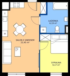 2 pokoje, mieszkanie 37,81 m², piętro 1, oferta nr 9, Osiedle Janowiecka 27, Warszawa, Targówek, Elsnerów, ul. Janowiecka 27