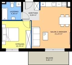 2 pokoje, mieszkanie 40,01 m², piętro 1, oferta nr 54, Osiedle Janowiecka 27, Warszawa, Targówek, Elsnerów, ul. Janowiecka 27