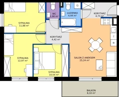 4 pokoje, mieszkanie 76,12 m², piętro 2, oferta nr 21, Osiedle Janowiecka 27, Warszawa, Targówek, Elsnerów, ul. Janowiecka 27
