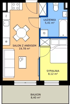 2 pokoje, mieszkanie 33,31 m², piętro 2, oferta nr 18, Osiedle Janowiecka 27, Warszawa, Targówek, Elsnerów, ul. Janowiecka 27