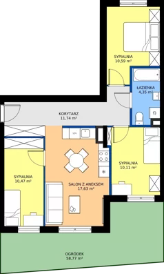 3 pokoje, mieszkanie 64,89 m², parter, oferta nr 50, Osiedle Janowiecka 27, Warszawa, Targówek, Elsnerów, ul. Janowiecka 27
