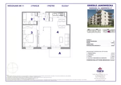2 pokoje, mieszkanie 53,53 m², piętro 1, oferta nr 11, Osiedle Janowiecka 27, Warszawa, Targówek, Elsnerów, ul. Janowiecka 27