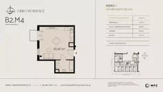 1 pokój, apartament 33,69 m², piętro 1, oferta nr B2.M4, Libra Residence, Kraków, Stare Miasto, ul. Librowszczyzna 3 / Bonerowska 1