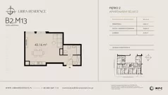 1 pokój, apartament 43,16 m², piętro 2, oferta nr B2.M13, Libra Residence, Kraków, Stare Miasto, ul. Librowszczyzna 3 / Bonerowska 1