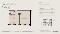 3 pokoje, apartament 88,73 m², piętro 5, oferta nr B2.M39, Libra Residence, Kraków, Stare Miasto, ul. Librowszczyzna 3 / Bonerowska 1