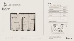 3 pokoje, apartament 97,71 m², piętro 2, oferta nr B2.M16, Libra Residence, Kraków, Stare Miasto, ul. Librowszczyzna 3 / Bonerowska 1