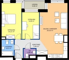 3 pokoje, mieszkanie 64,14 m², piętro 6, oferta nr 44C, Strzelców 28, Kraków, Prądnik Czerwony, ul. Strzelców 28