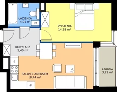 2 pokoje, mieszkanie 42,13 m², piętro 2, oferta nr 24C, Strzelców 28, Kraków, Prądnik Czerwony, ul. Strzelców 28