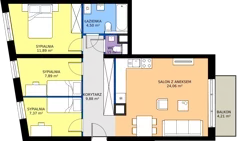 4 pokoje, mieszkanie 66,88 m², piętro 6, oferta nr 16C, Strzelców 28, Kraków, Prądnik Czerwony, ul. Strzelców 28