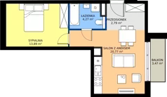 2 pokoje, mieszkanie 41,72 m², piętro 6, oferta nr 61B, Strzelców 28, Kraków, Prądnik Czerwony, ul. Strzelców 28
