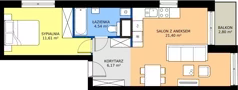 2 pokoje, mieszkanie 43,72 m², piętro 3, oferta nr 43B, Strzelców 28, Kraków, Prądnik Czerwony, ul. Strzelców 28