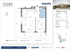 2 pokoje, mieszkanie 41,70 m², parter, oferta nr B1.B.00.12M, ESSENSE Baltic Resort II, Dziwnów, ul. Kaprala Koniecznego 14