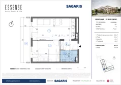 2 pokoje, mieszkanie 49,20 m², parter, oferta nr B1.B.00.13M(NP), ESSENSE Baltic Resort II, Dziwnów, ul. Kaprala Koniecznego 14
