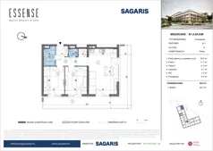 3 pokoje, mieszkanie 62,90 m², parter, oferta nr B1.A.00.03M, ESSENSE Baltic Resort II, Dziwnów, ul. Kaprala Koniecznego 14