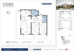 3 pokoje, mieszkanie 84,80 m², piętro 1, oferta nr B1.A.01.14M, ESSENSE Baltic Resort II, Dziwnów, ul. Kaprala Koniecznego 14