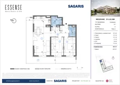 3 pokoje, mieszkanie 84,80 m², piętro 2, oferta nr B1.A.02.26M, ESSENSE Baltic Resort II, Dziwnów, ul. Kaprala Koniecznego 14