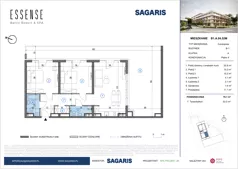 3 pokoje, mieszkanie 76,10 m², piętro 4, oferta nr B1.A.04.52M, ESSENSE Baltic Resort II, Dziwnów, ul. Kaprala Koniecznego 14