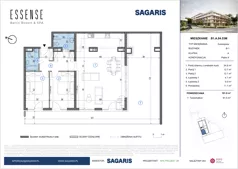 3 pokoje, mieszkanie 101,80 m², piętro 4, oferta nr B1.A.04.53M, ESSENSE Baltic Resort II, Dziwnów, ul. Kaprala Koniecznego 14