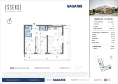 3 pokoje, mieszkanie 57,90 m², piętro 3, oferta nr B1.B.03.45M, ESSENSE Baltic Resort II, Dziwnów, ul. Kaprala Koniecznego 14