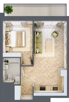 2 pokoje, apartament 39,85 m², piętro 1, oferta nr C24, ESSENSE Baltic Resort, Dziwnów, ul. Kaprala Koniecznego 14