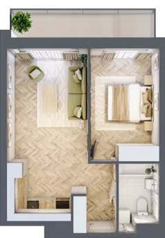 2 pokoje, apartament 41,80 m², piętro 4, oferta nr C78, ESSENSE Baltic Resort, Dziwnów, ul. Kaprala Koniecznego 14